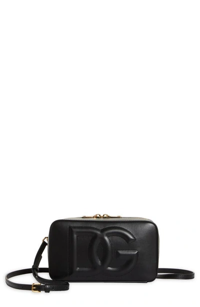 Shop Dolce & Gabbana Dg Logo Leather Camera Crossbody Bag In Black