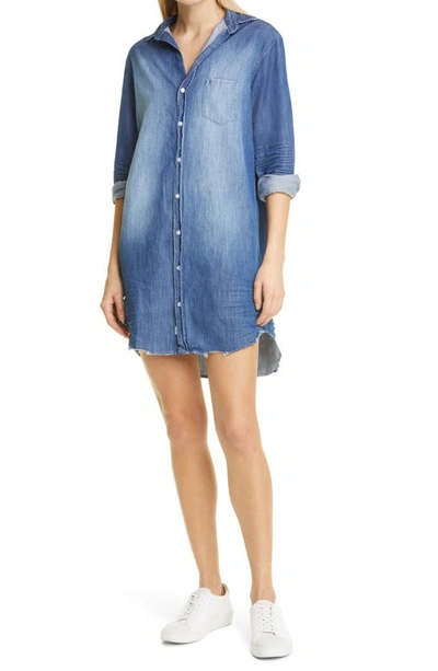 Shop Frank & Eileen Mary Long Sleeve Denim Shirtdress In Extra Distressed Indigo Denim