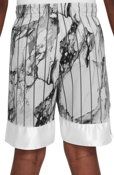 Shop Nike Kids' Dri-fit Elite Basketball Shorts In Iron Grey/ White