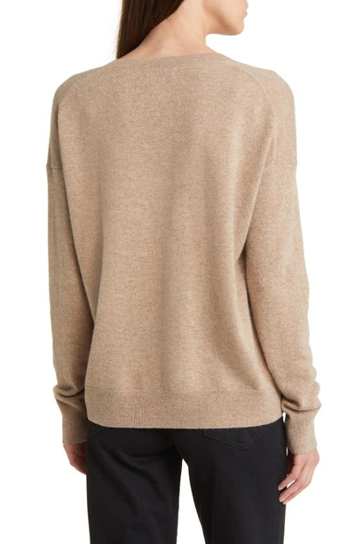 Shop Nordstrom Signature Cashmere V-neck Sweater In Tan Camel Dark Heather