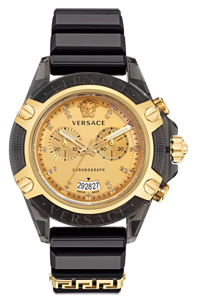 Shop Versace Icon Active Silicone Strap Watch, 44mm In Transparent Black