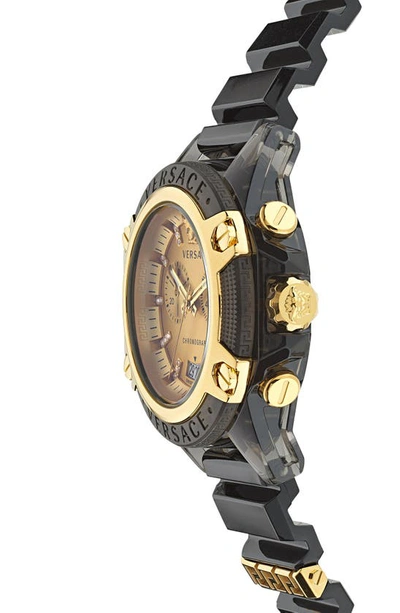 Shop Versace Icon Active Silicone Strap Watch, 44mm In Transparent Black