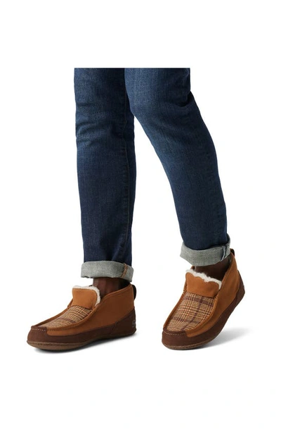 Sorel Manawan Ii Faux Fur Lined Slipper In Elk/ Tobacco