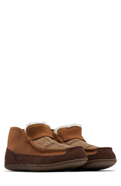 Sorel Manawan Ii Faux Fur Lined Slipper In Elk/ Tobacco
