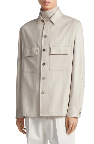 Zegna Overshirt Alba In Oasis Cashmere In Ecru