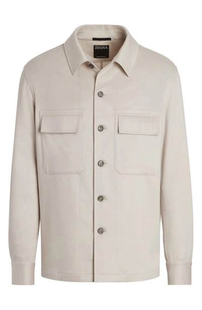 Zegna Overshirt Alba In Oasis Cashmere In Ecru