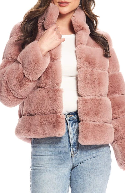 Shop Donna Salyers Fabulous-furs Posh Quilted Faux Fur Jacket In Rwood