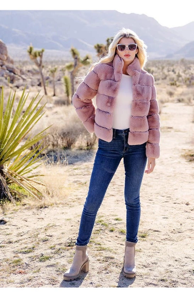 Shop Donna Salyers Fabulous-furs Posh Quilted Faux Fur Jacket In Rwood