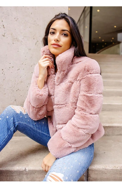 Donna Salyers Fabulous-furs Posh Quilted Faux Fur Jacket In Rwood