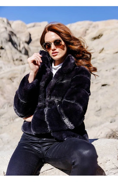 Shop Donna Salyers Fabulous-furs Posh Quilted Faux Fur Jacket In Char