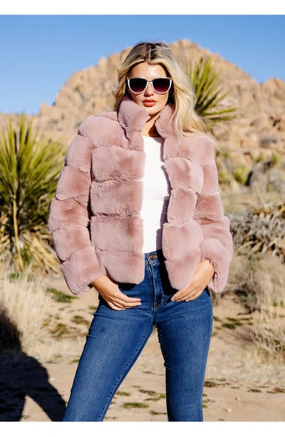 Shop Donna Salyers Fabulous-furs Posh Quilted Faux Fur Jacket In Rwood