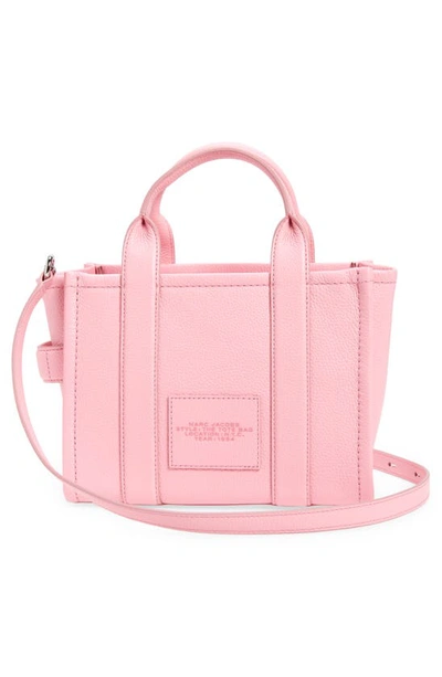 Shop Marc Jacobs The Leather Small Tote Bag In Fluro Candy Pink