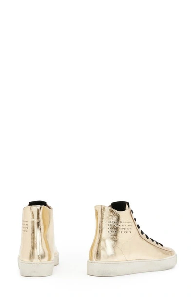 Shop Allsaints Tana Metallic Leather High Top Sneaker In Gold