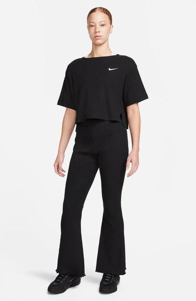 Shop Nike High Waist Rib Jersey Pants In Black