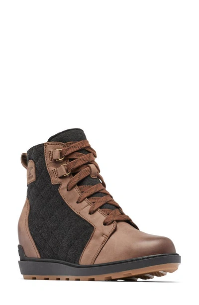 Sorel Evie Ii Waterproof Wedge Bootie In Tobacco/ Black