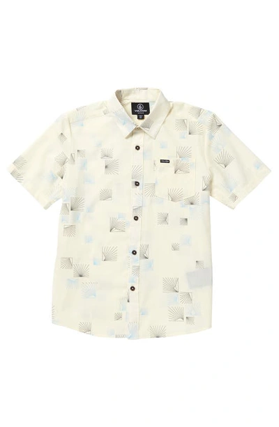 Shop Volcom Kids' Scaler Stone Short Sleeve Button-up Shirt In Dirty White