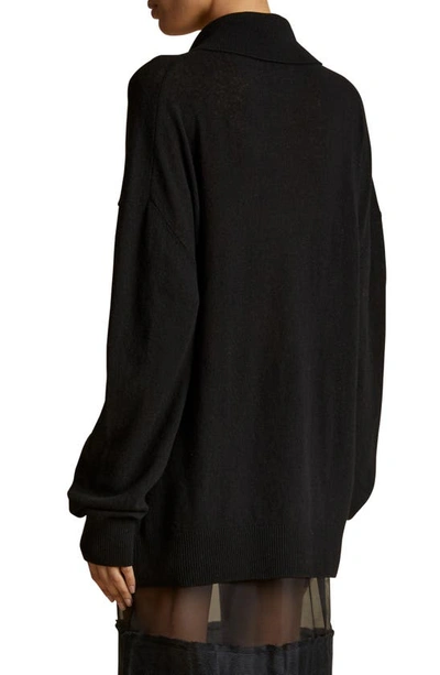 Shop Khaite Elsia Oversize Cashmere Polo Sweater In Black