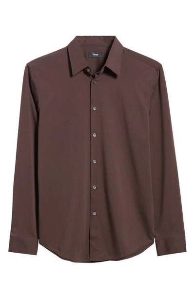 Shop Theory Sylvain Nd Structure Knit Button-up Shirt In Malbec