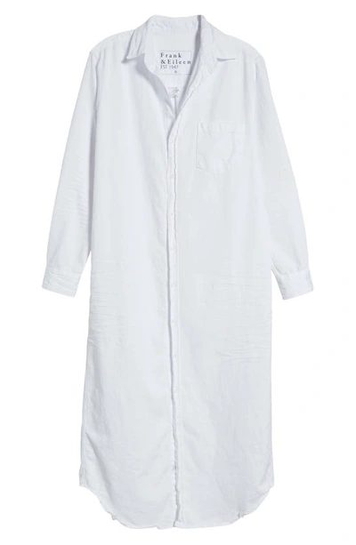 Shop Frank & Eileen Rory Maxi Shirtdress In White Tattered Denim