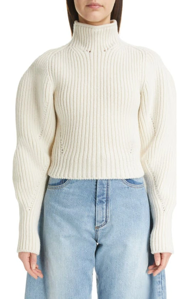 Shop Alaïa Cocoon Sleeve Rib Sweater In Blanc Casse