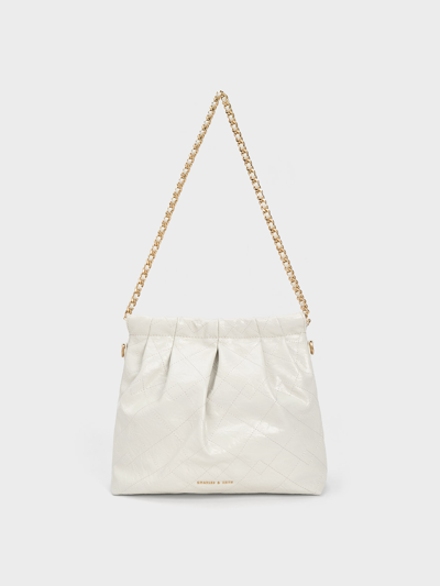 Shop Charles & Keith Duo Chain Handle Shoulder Bag In White