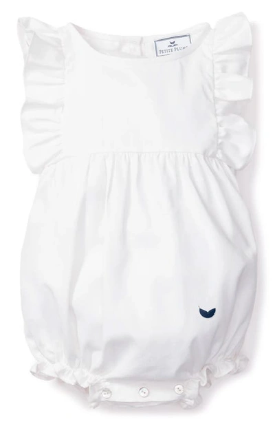 Shop Petite Plume Ruffle Twill Romper In White