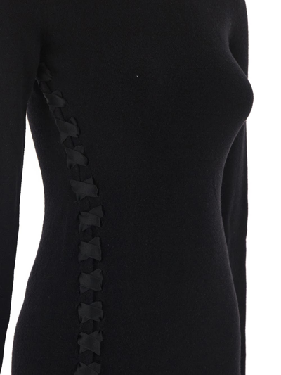 Shop Saint Laurent Long Lace-up Dress In Black