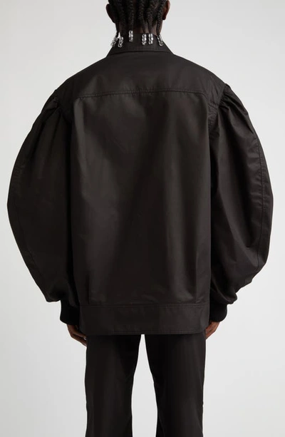 Shop Simone Rocha Classic Imitation Pearl Embellished Workwear Bomber Jacket In Black/ Clear