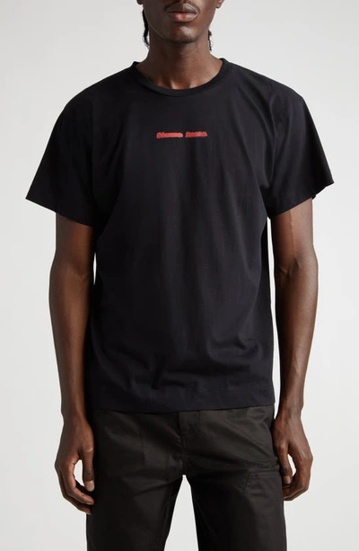 Shop Simone Rocha Graphic Project Logo Graphic T-shirt In Black/ Red