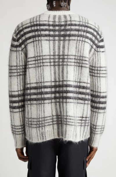Shop Jw Anderson Tartan Check Intarsia Crewneck Sweater In White/ Black