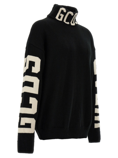 Shop Gcds Jacquard Logo Sweater Sweater, Cardigans White/black