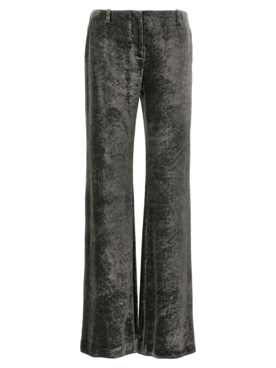 Shop Alberta Ferretti Velvet Pants Gray
