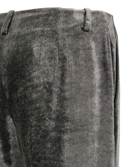 Shop Alberta Ferretti Velvet Pants Gray