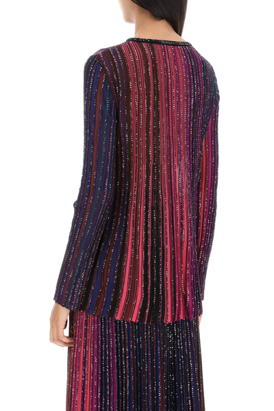 Shop Missoni Sequined Knit Top In Blk Violet Fuchsia