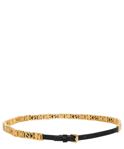 Shop Moschino Logo Lettering Leather Belt In Black