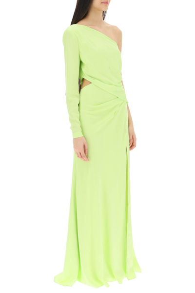 Shop Roland Mouret Asymmetric Stretch Silk Gown With Cut-out Detail In Green (green)