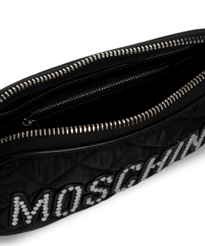 Shop Moschino Leather Crossbody Bag In Black