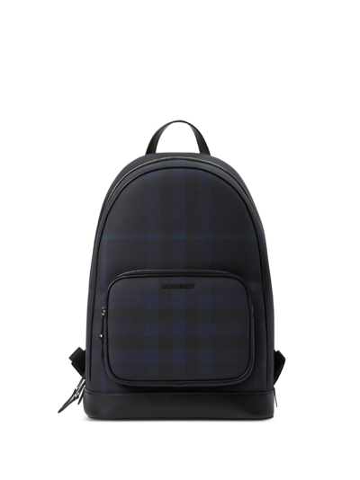 Shop Burberry Rocco Check-print Backpack In Blue