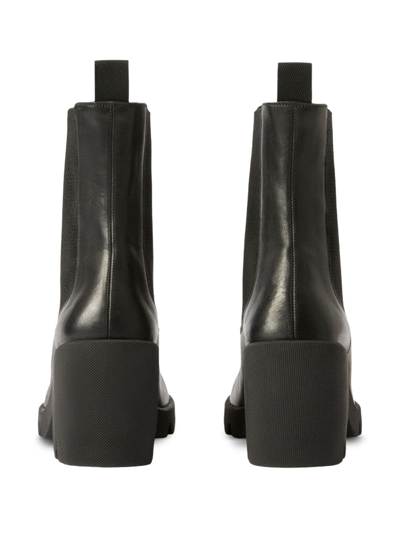 Burberry Stride 85 Leather Chelsea Heeled Boots In Black