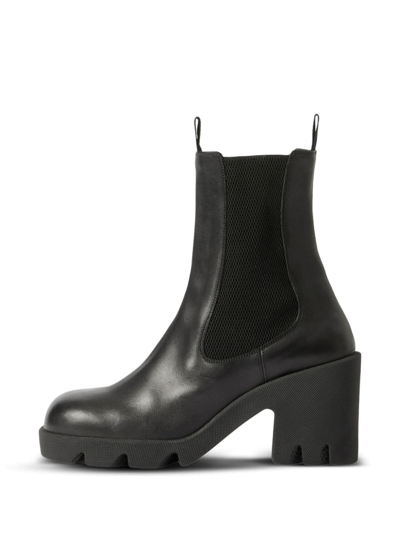 Burberry Stride 85 Leather Chelsea Heeled Boots In Black