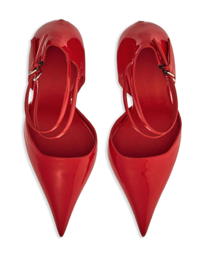 Shop Ferragamo 105mm Pointed-toe High-wedge Sandals In Red