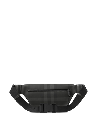 Shop Burberry Cason Checked Belt Bag In Black