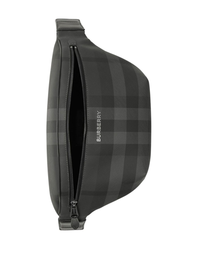 Shop Burberry Cason Checked Belt Bag In Black