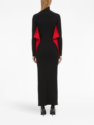 Shop Ferragamo Batwing Long-sleeve Long Dress In Schwarz