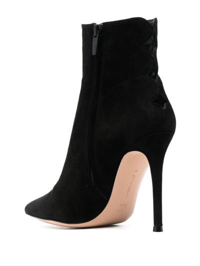 Shop Gianvito Rossi Ariana 85mm Cut-out Suede Boots In Schwarz