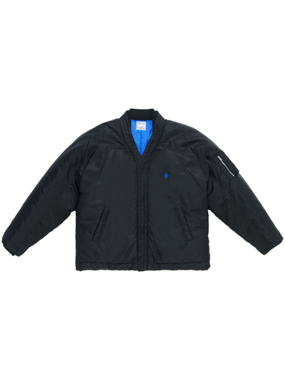 Shop Marcelo Burlon County Of Milan Embroidered-logo Lightweight Bomber Jacket In Blue