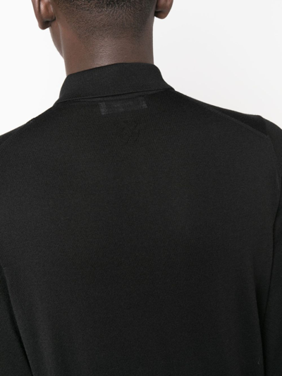 Shop Lardini Long-sleeve Wool Polo Shirt In Schwarz