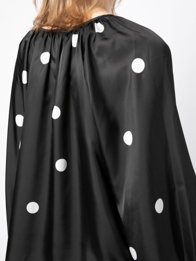 Shop Cynthia Rowley Alice Polka-dot Gathered Blouse In Black
