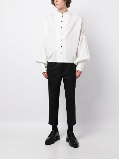 Christopher Nemeth Shirt 87 Cotton Collarless Shirt In Weiss 