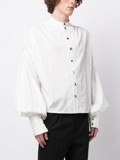 Christopher Nemeth Shirt 87 Cotton Collarless Shirt In Weiss 